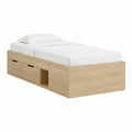 Lit simple avec 2 tiroirs de rangement 90 x 190 cm en panneaux de particules décor chêne clair