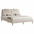 Lit double capitonné avec cadre 160 x 200 cm en polyester crème