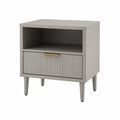 Table de chevet avec tiroir et niche ouverte en MDF gris 45 x 40 x 60 cm