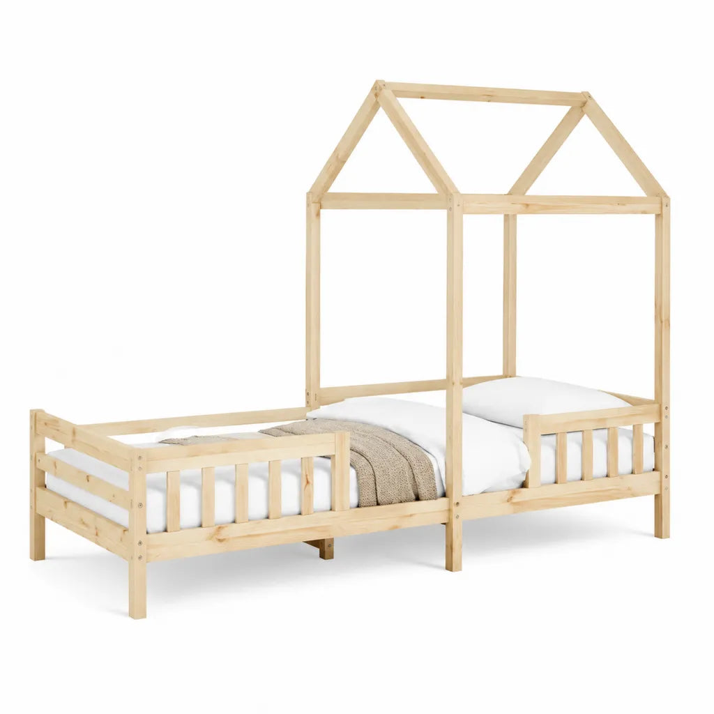Lit enfant cabane 90 x 190 cm en pin massif naturel