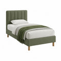 Lit simple avec cadre de lit capitonné 90 x 190 cm en velours de polyester vert olive