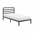 Cadre de lit simple 90 x 190 cm en acier noir avec tête de lit à barreaux