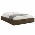Lit plateforme avec cadre de lit 160 x 200 cm en panneaux MDF décor bois brun rectangulaire