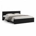 Cadre de lit double 160 x 200 cm en MDF noir avec tête de lit rectangulaire