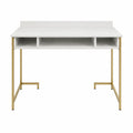Bureau droit avec 3 niches de rangement en MDF blanc et acier doré 120 x 60 x 90 cm