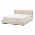 Lit double 160 x 200 cm avec cadre rembourré en polyester bouclette beige