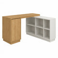 Bureau droit avec rangement 160 x 60 x 75 cm panneaux de particules décor chêne et blanc