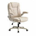 Fauteuil de bureau ergonomique inclinable en polyester beige avec accoudoirs relevables 64 x 64 x 112-122 cm