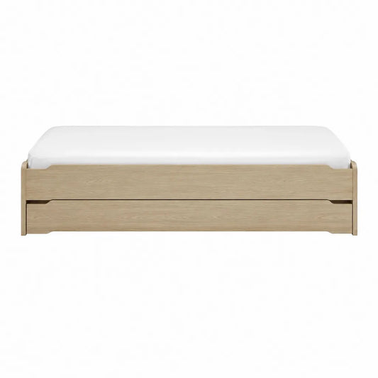 Lit simple avec tiroir de rangement 90 x 200 cm en panneaux de particules décor chêne clair