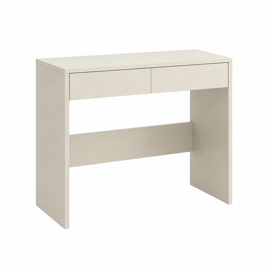 Bureau classique avec 2 tiroirs en panneaux de particules mélaminés rectangulaire blanc cassé 80 x 45 x 75 cm