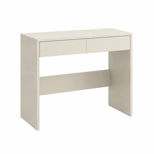 Bureau classique avec 2 tiroirs en panneaux de particules mélaminés rectangulaire blanc cassé 80 x 45 x 75 cm