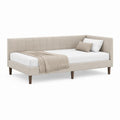 Lit banquette rectangulaire 90 x 200 cm en polyester beige avec sommier à lattes