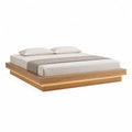 Cadre de lit plateforme 160 x 200 cm en MDF plaqué chêne naturel avec éclairage LED intégré