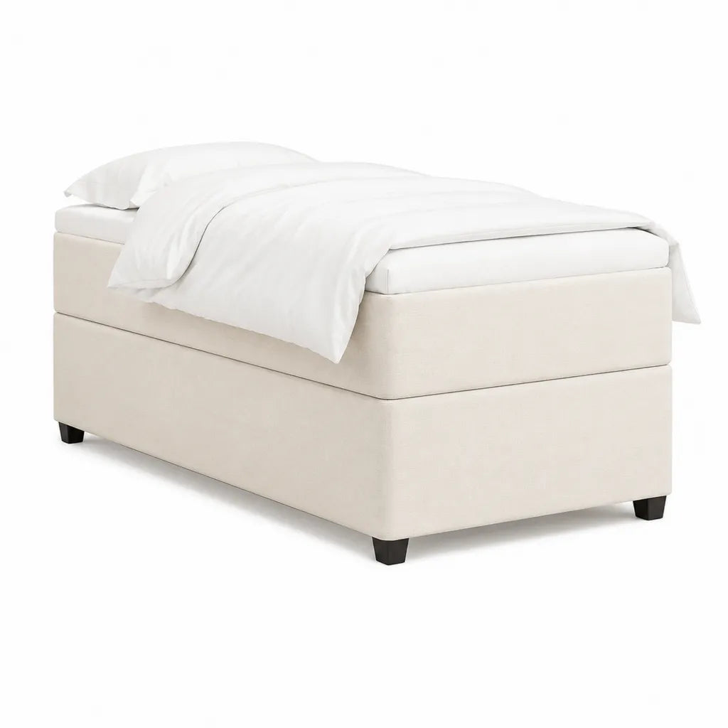 Lit coffre une place 90 x 200 cm avec matelas à ressorts ensachés polyester beige