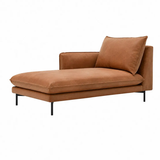 Méridienne 1 place 160 x 85 x 75 cm en cuir synthétique PU rectangulaire cognac